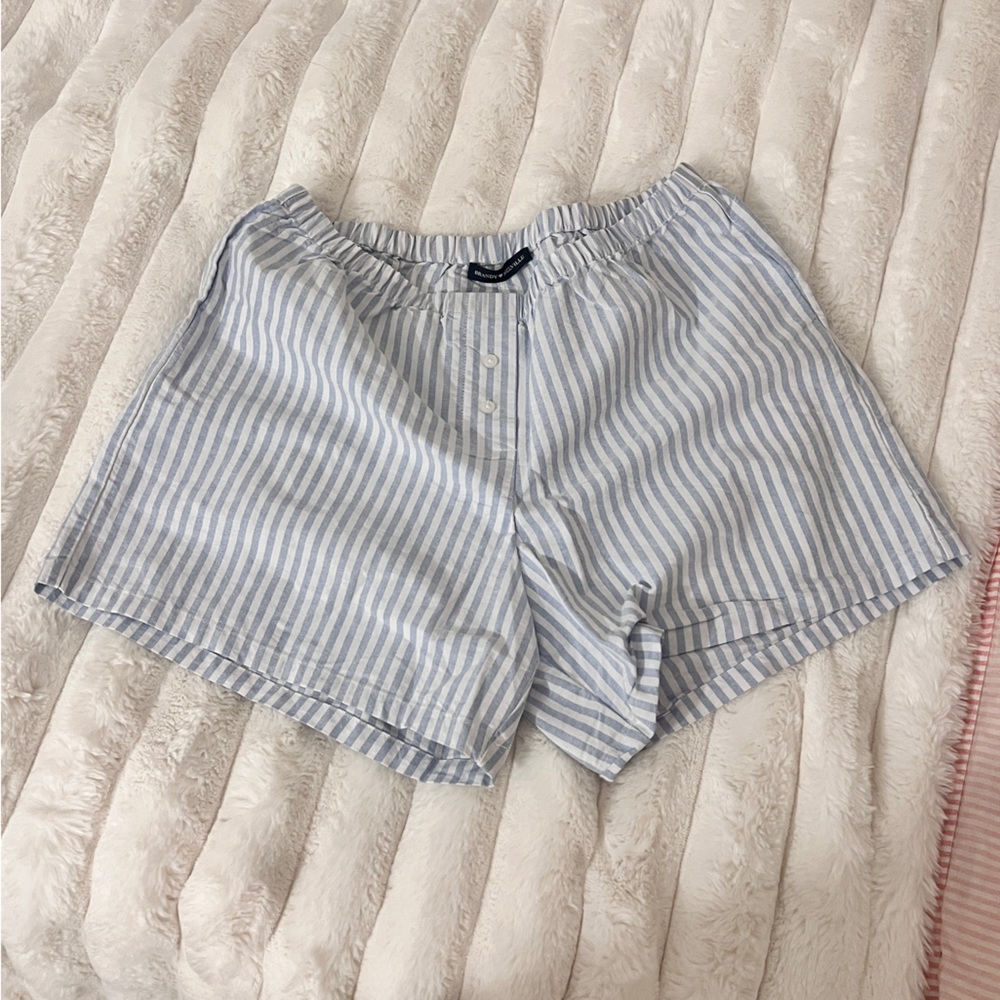 Brandy Melville Striped Blue and White Shorts